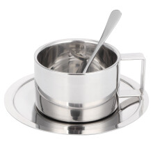Stilvoller Milchteebecher, doppelwandiger Edelstahlbecher mit ergonomischem Griff, nahtloser Schweißnaht und polierter Oberfläche, für Kaffee,