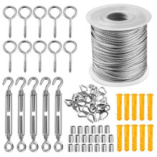 Kit de câble en acier inoxydable pour support de luminaires suspendus d'extérieur, câble d'avion gainé de vinyle pour kit de câbles de jardin,