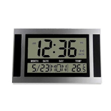 Horloge murale numérique LCD grand format avec affichage de l'heure, de la température, du calendrier et de l'alarme, design moderne. H