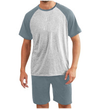Mens Pajama Set Sleepwear Short Sleeve Shirts Soft Comfy Shorts with Pocket Sets Loungewear 2 Piece