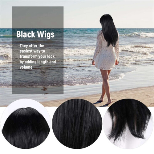 Parrucca lunga liscia nera da donna Costume cosplay feste