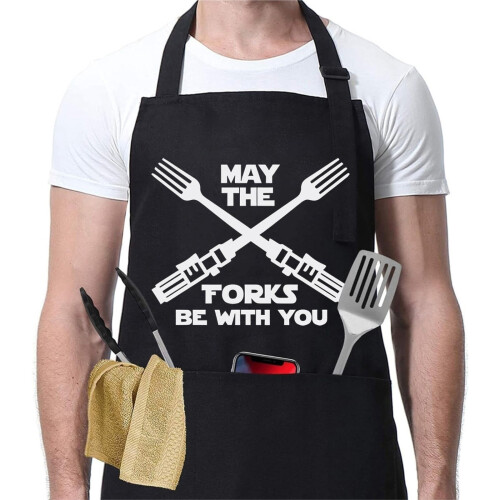 Adjustable BBQ Cooking Grilling Chef Aprons for Cooking with Pockets for Men