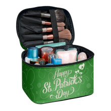 Polyester Multifunctional Large Capacity Makeup Bag Storage Pockets Lucky Clover Green for Women Her