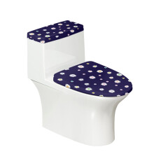 Toilet Seat Cover Replacement 2 Pieces 17x21 Inches Stylish, Navy Daisy Print