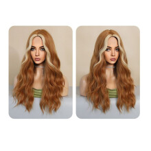Orange 60cm Wig Long Curly Hair Medium Parted No Bangs Covering Fiber Simulation European American Wigs