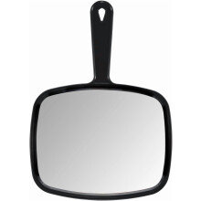 Hand Mirror,9.3" L x 6.7" W Salon Barber Hairdressing Handheld Mirror with Handle, Square Black