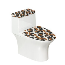 Soft Universal Elastic Edge Polyester Toilet Lid Covers Set Bathroom Home Comfort Machine Washable Reusable 17"x21" 2-Piece Leopard Print