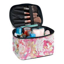 Portable Cosmetic Bag Organizer – Multi-Function Travel Makeup Case, Compatible with All Brushes & Products, Watercolor Flowers Design