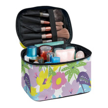 Floral Spring Make Up Organizer Bag Brush Protectors Handle With Brush Storage Lightweight Teacher