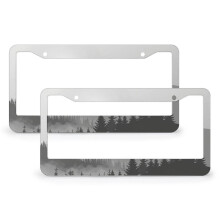 License Plate Frames Trees Mountains Foggy Landscape