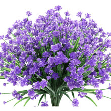 Morttic 6-Pack UV-Resistant Artificial Flowers, Purple, for Indoor/Outdoor, Cemetery, Wedding, Vase Decor – Compatible with Standard Pots