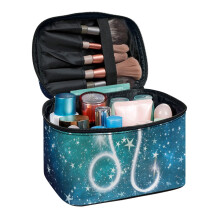 Large Capacity Makeup Bag Travel Toiletry Bag Gifts for Mom with Brush Holder Brush Slots Practical Colorful Star Pattern