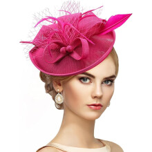 Women's Vintage Hat, Bridal Bridesmaid Party Headpieces, Tea Party Costume Headpiece, Headband Church Veil Derby Hat for Women.