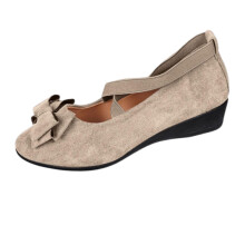 Willtoo Women’s Bowknot Ballet Shoes – Pointed Toe, Slip-On, Low Wedge, Suede Mary Jane, Comfortable Office & Casual Wear