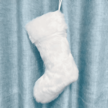 Plush White Faux Fur Christmas Stockings – Deluxe Fuzzy Holiday Decor, Candy Bags & Fireplace Ornaments