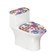 Pop Art Flowers Elastic Toilet Seat Cover – Polyester, Stretchy & Adjustable, Easy to Clean