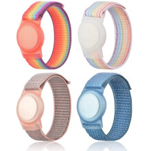 4-Pack AirTag Bracelet for Kids, compatible with Apple AirTag—Nylon Wristband, Anti-Lost Cover for Toddlers, Girls, Boys & Elders