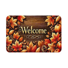Fall Welcome Mat, 20x32 Inch Maple Leaves Door Mats, Decorative Indoor Outdoor Non Slip Entryway Rug, Halloween Thanksgiving Doormat Decor