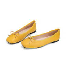Willtoo Women's Bow Ballet Flats for Dressy, Comfortable Low Heel Closed Square Toe Slip On Shoes for Party Wedding Vacation