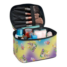Makeup & Skincare Organizer Bag Rabbit and Floral Pattern Travel Cosmetic Bags With Brush Storage Polyester