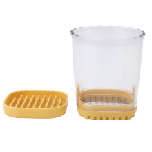 Stainless‑Steel Fruit & Vegetable Speed Cutter Cup with Push Plate – Yellow Kitchen Gadget for Easy Slicing