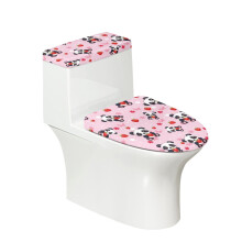 Panda Strawberry Pattern Toilet Lid Dust Cover Set Easy to Clean for Hotel Stretchy Fabric Toilet Seat Cover