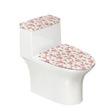Flowers Round Toilet Lid Dust Cover with Stretch 2-Piece Toilet Seat Protector 17x21 Inches for Universal