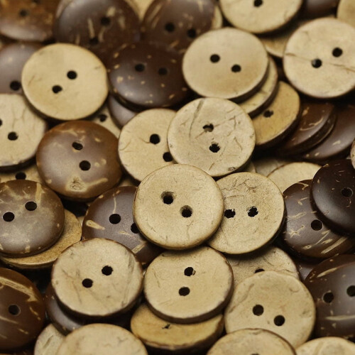 Coconut Shell Buttons Light Brown Brown 300 pcs