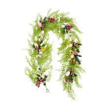 6FT Easter Garland with Eggs & Artificial Pine Needles, Spring Decor for Fireplace, Door, Indoor/Outdoor – Compatible with Easter Themes