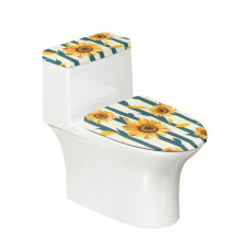 2 Pack Toilet Protector Cover Elastic Edge Polyester Fabric, Adjustable, Indoor Home, Sunflower Pattern