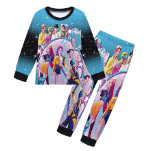 (130cm) Anime Kpop Demon Hunters Zoey Costume Autumn Pajamas for Children's Clothing Kids Huntrix Rumi Girls Boy Tshirt Pants Sets