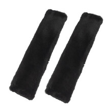 Plush Car Seatbelt Pad Covers Universal Black 2 Pcs 30x7cm