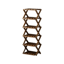 1-10 Tier Foldable Wooden Shoe Rack, No-Tool Assembly (10.2410.24in), Space-Saving Storage for Entryway Dorm Closet, Tea Color(6 Tier )