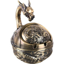 Vintage Bronze Tiger Ashtray with Lid, Windproof & Odorless, for Indoor/Outdoor Decor – Compatible with Cigarettes
