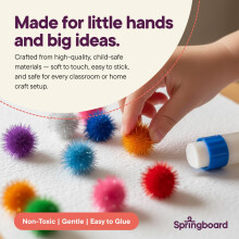 Springboard Mixed Pom Poms Bumper Pack (450g), Assorted Sizes & Colours Soft Craft Pompoms for EYFS Sensory Play & Kids Art