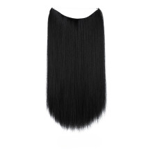 Perruque pour femme, une pièce, ajustable, invisible, cheveux longs et lisses, dégradé multicolore, extensions de cheveux en fil de pêche