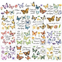 Butterfly & Flower Rub-on Transfers 12 pcs 5.5x5.5 inches