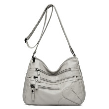 Bolso de hombro de piel lavada para mujer, de piel suave, gran capacidad, para mujeres de mediana edad.