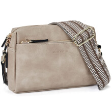 Bolso bandolera pequeño para mujer, bolso de mano de cuero con tres cremalleras para teléfono móvil y correa de hombro colorida.
