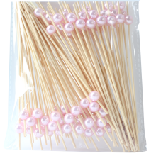 Engangs frugtpinde farve hvid perle frugtgaffel kreativ kunst sandwich pind frugt 100 stk