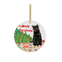 Black Cat Christmas Ornament - Birthday Gift for Cat Lovers - Black Cat Xmas Decor Tree Hanging - 2024 Christmas Ornament - Car Hanging Ornaments