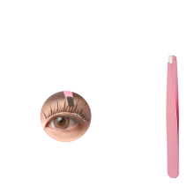Afgeschuinde wimperkruller voor nepwimpers, hulpmiddel voor nepwimpers, roestvrijstalen wenkbrauwvormige pincet voor het uittrekken van baardhaar,
