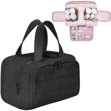 Large Capacity Wide-Open Toiletry Bag, 4-in-1 Waterproof Cosmetic Organizer with Handle, Compatible with Travel
