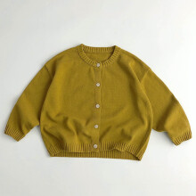 kids' Loose-fit Knitted Cardigan, Boys Girls Crewneck Cardigan Sweaters Long Sleeve Kids Button Cotton Tops Outwear
