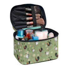 Small Makeup Bag Rooster and Daisy Pattern With Zipper & Handle Portable Traveling Travel Wash Cosmetic Bag Portable and Durable for Women Her