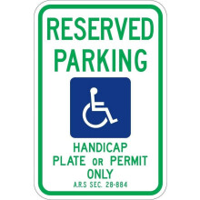 Arizona Handicap Parking Sign Parking Signs Metal - Caution Safety Warning Security Signs Indoor & Outdoor (Aluminum) Size: 8 x 12 inch