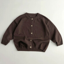 kids' Loose-fit Knitted Cardigan, Boys Girls Crewneck Cardigan Sweaters Long Sleeve Kids Button Cotton Tops Outwear