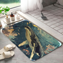 Whale 1149 Non-Slip Memory Foam Bath Rug: Absorbent, Quick-Dry, Machine Washable, Soft & Comfortable - S