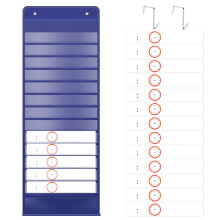 Daily Schedule Pocket Chart with 14 Pockets & 18 Erasable Cards – Space-Saving Hanging Chart for Classroom, Office, Home, Preschool