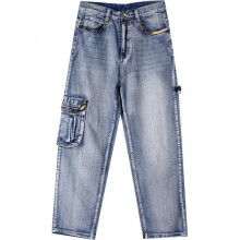 Jeans mit mehreren Taschen, locker geschnitten, extra große Größe, lange Hose, modischer Hip-Hop-Stil, Streetdance- und Skateboard-Hose in großen